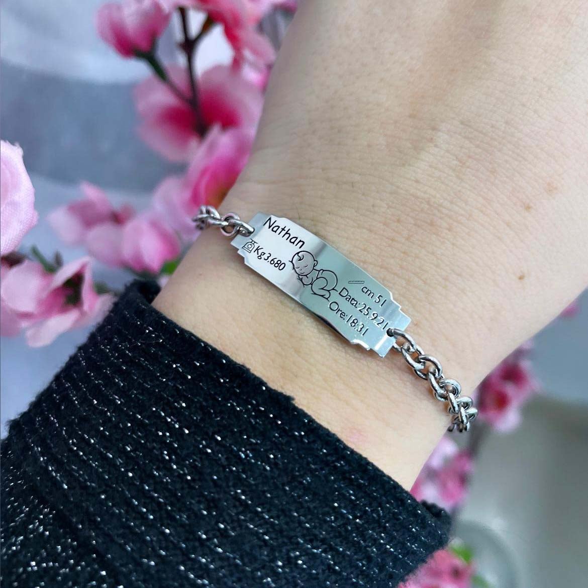 Bracciale Tata E Nipote – Gioiello In Acciaio Con Incisione Love Forever, Regalo Emozionale