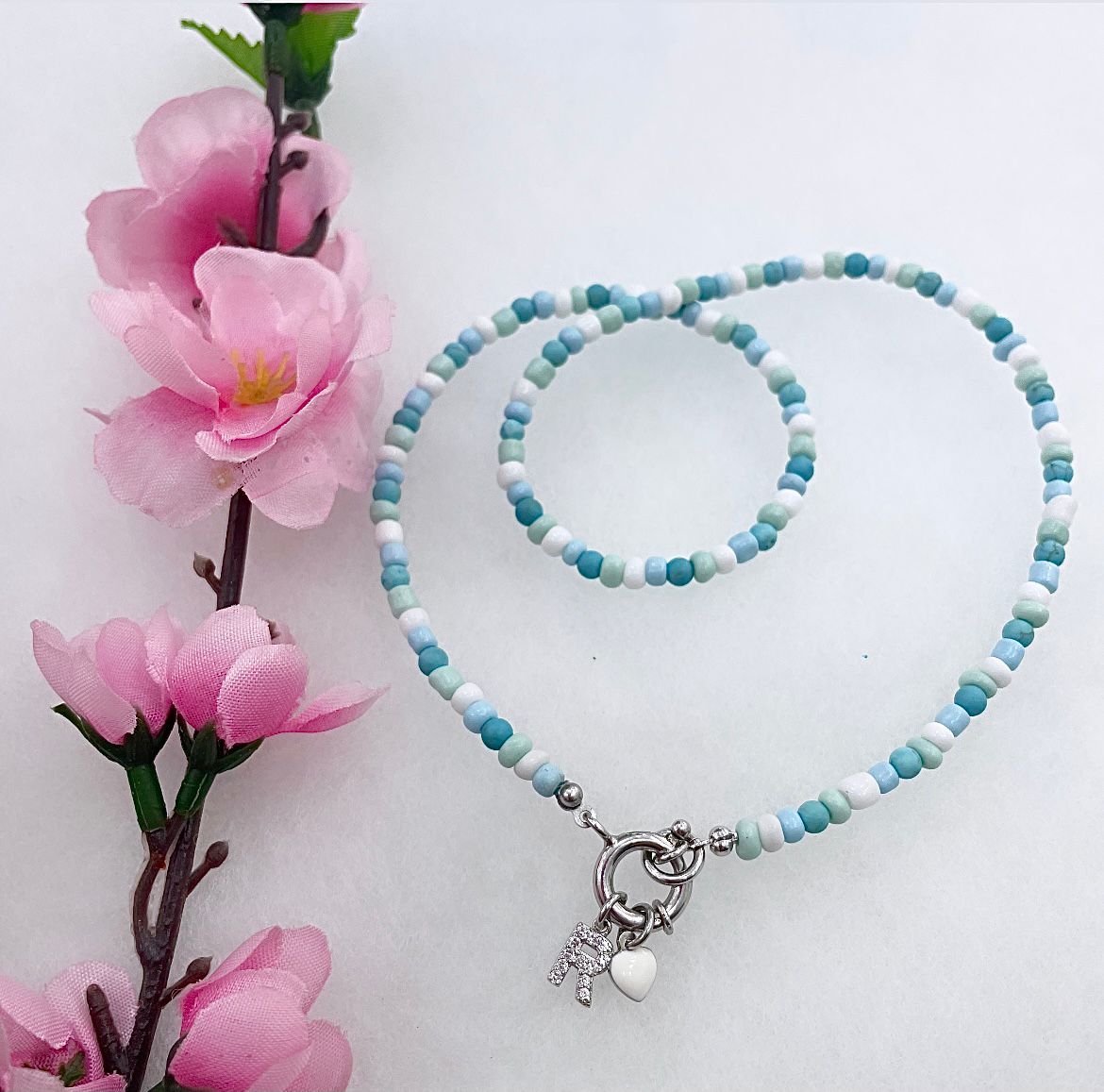 REAL STONE Initial Necklace Iside® Personalized Jewelry Only